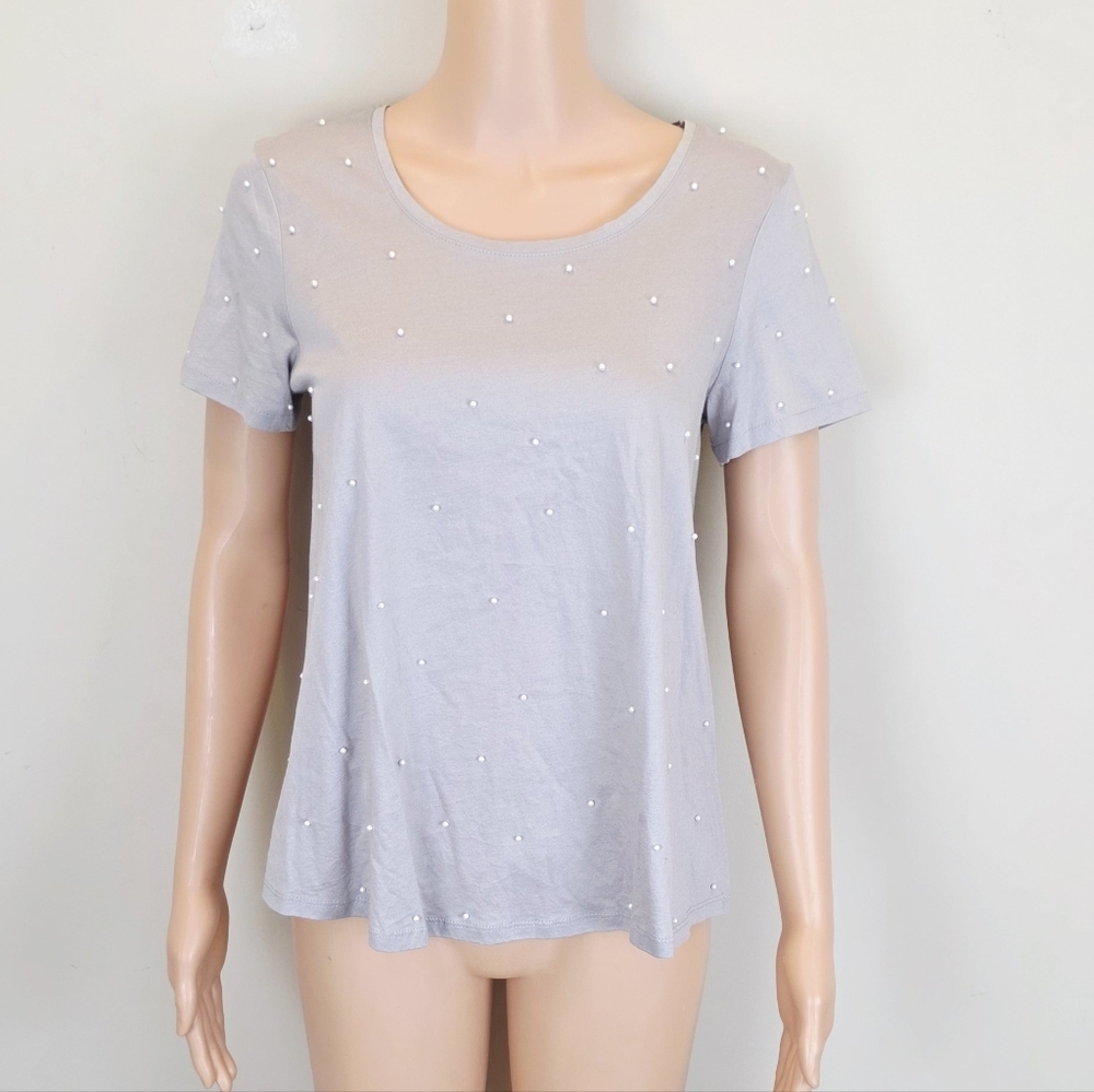 Zara Grey Pearl Short Sleeve T-Shirt